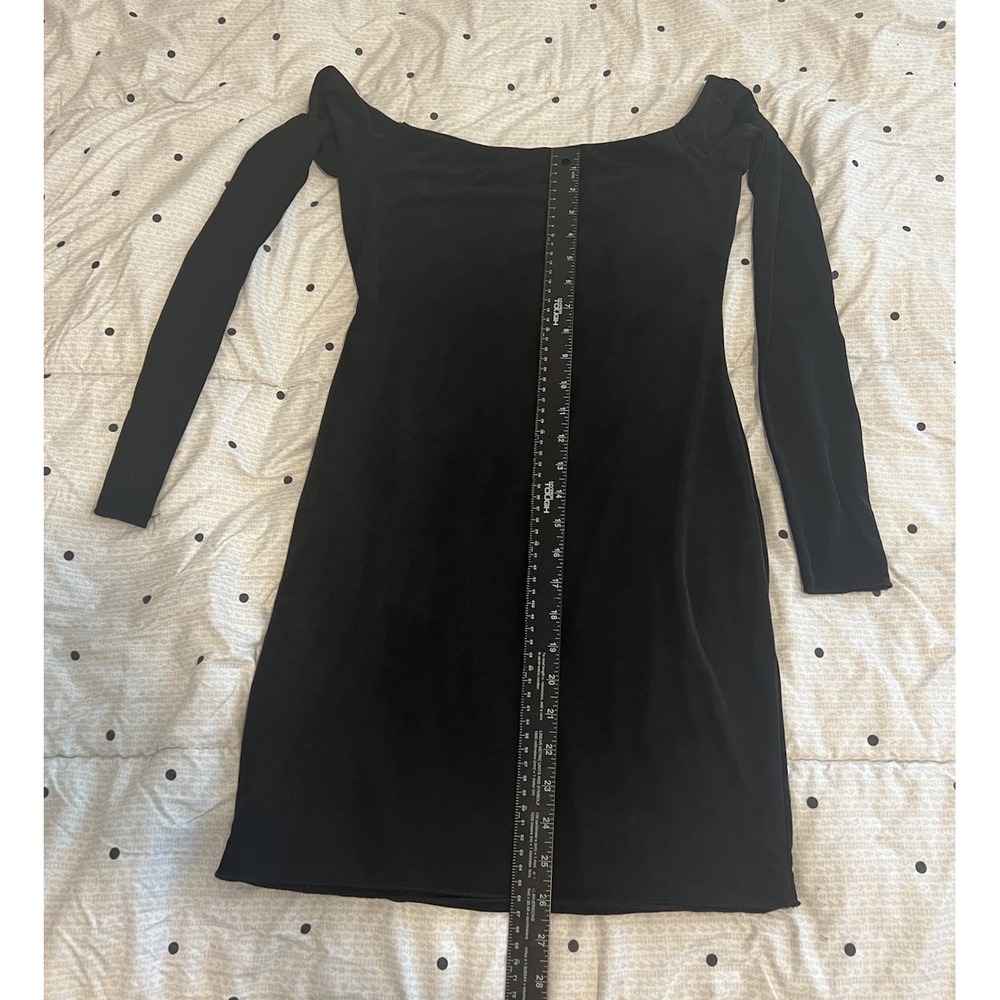 NAKED WARDROBE Black Long Sleeve Off The Shoulder Mini‎ dress Size large NWOT